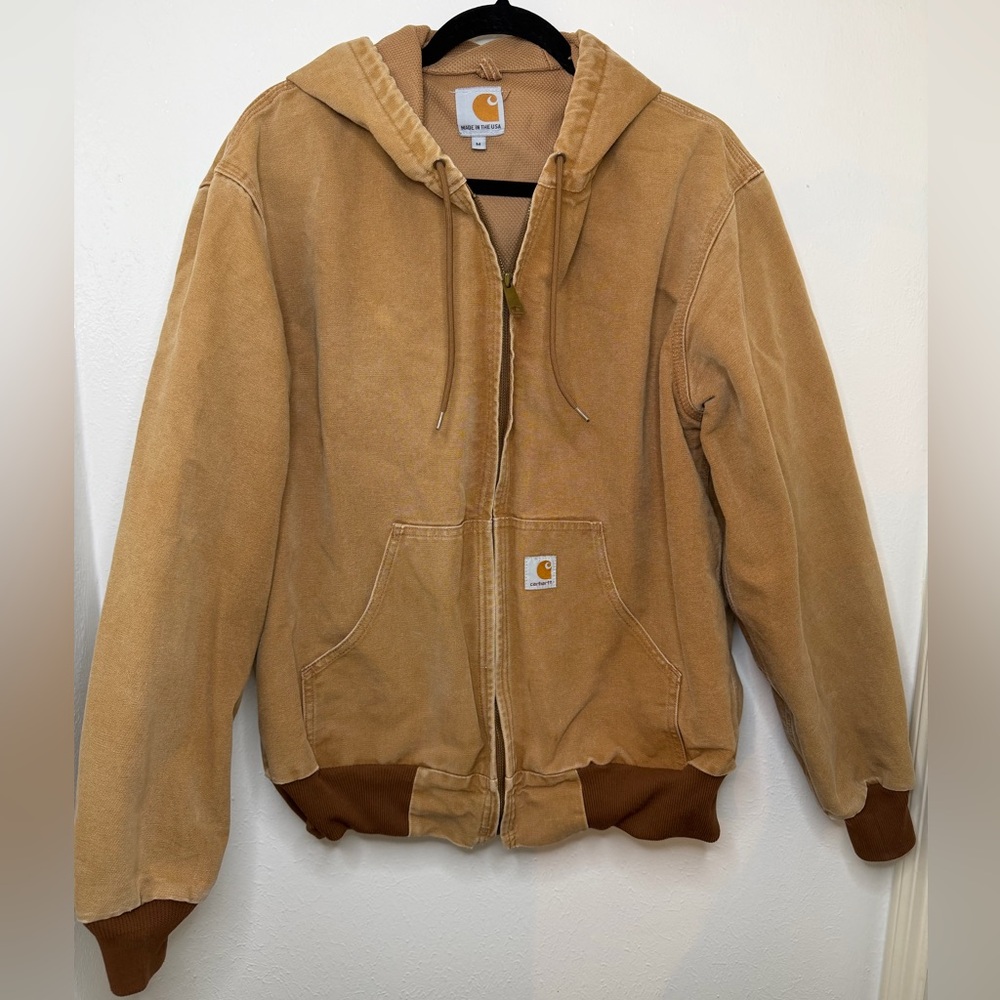 Vintage USA Made Carhartt J131 BRN Thermal Lined Hooded Canvas Active Jacket - M